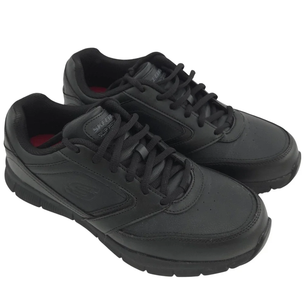 Skechers Work Nampa Wyola Shoes 10W WIDE Women Black Slip Resistant Memory Foam